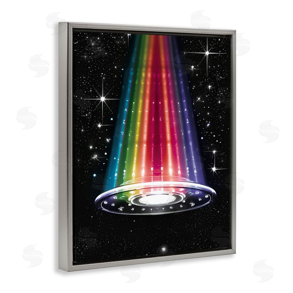 Sasha Rainbow Galaxy UFO Gray Floating Frame Canvas Wall Art Print