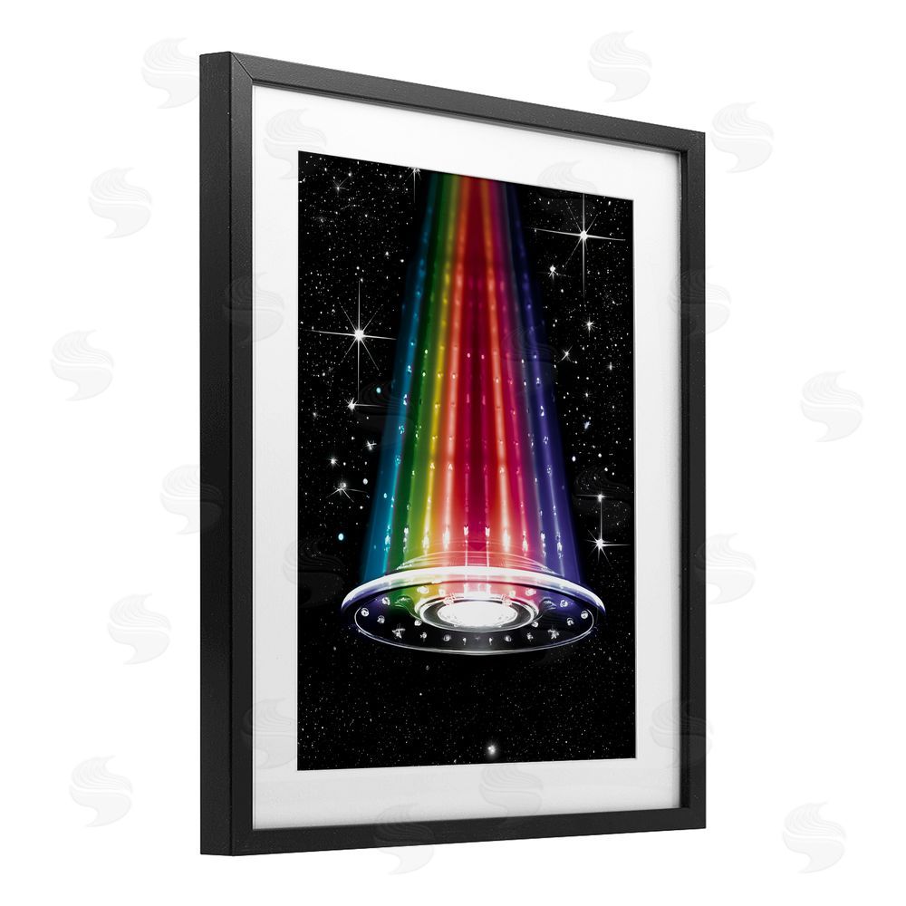 Sasha Rainbow Galaxy UFO Black Framed Print Under Glass Wall Art