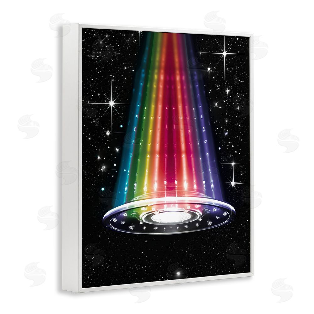 Sasha Rainbow Galaxy UFO White Framed Giclee Print Wall Art