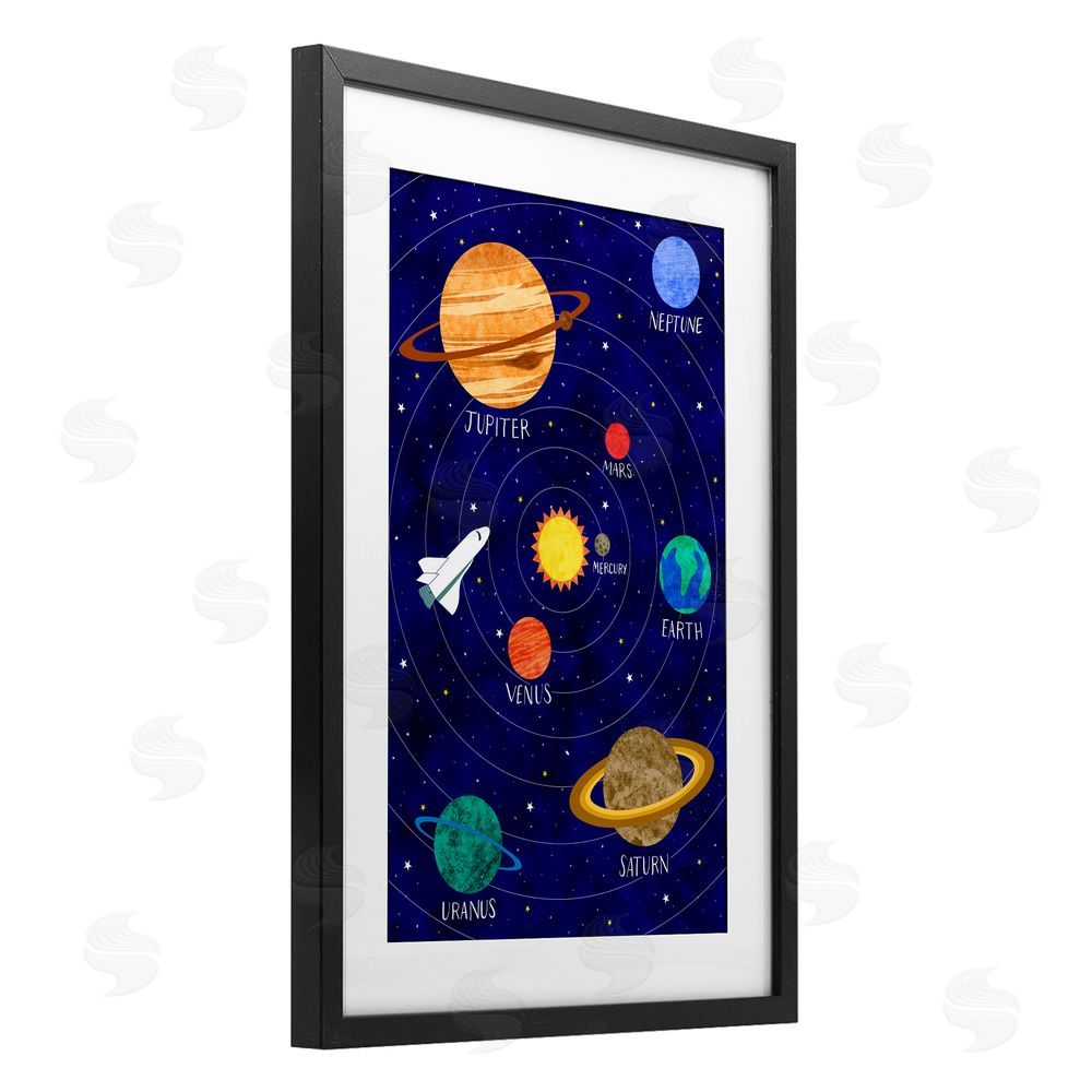 Elizabeth Caldwell Solar System Education Black Framed Print Under Glass Wall Art