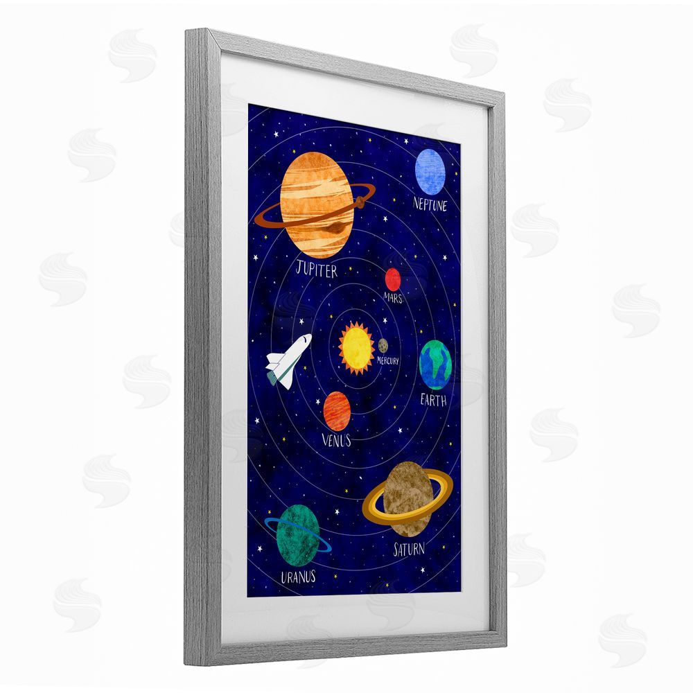 Elizabeth Caldwell Solar System Education Gray Framed Print Under Glass Wall Art