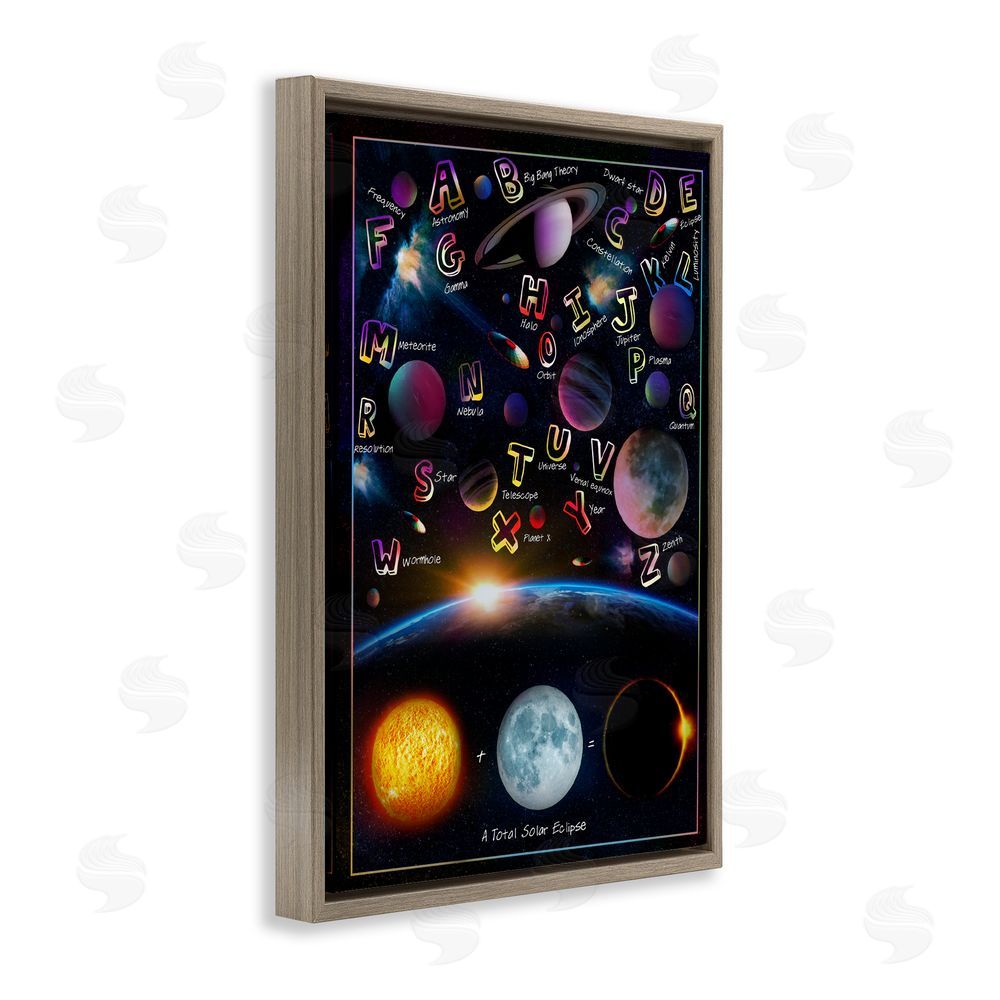 Ali Chris Educational Astronomy Alphabet Brown Floating Frame Canvas Wall Art Print