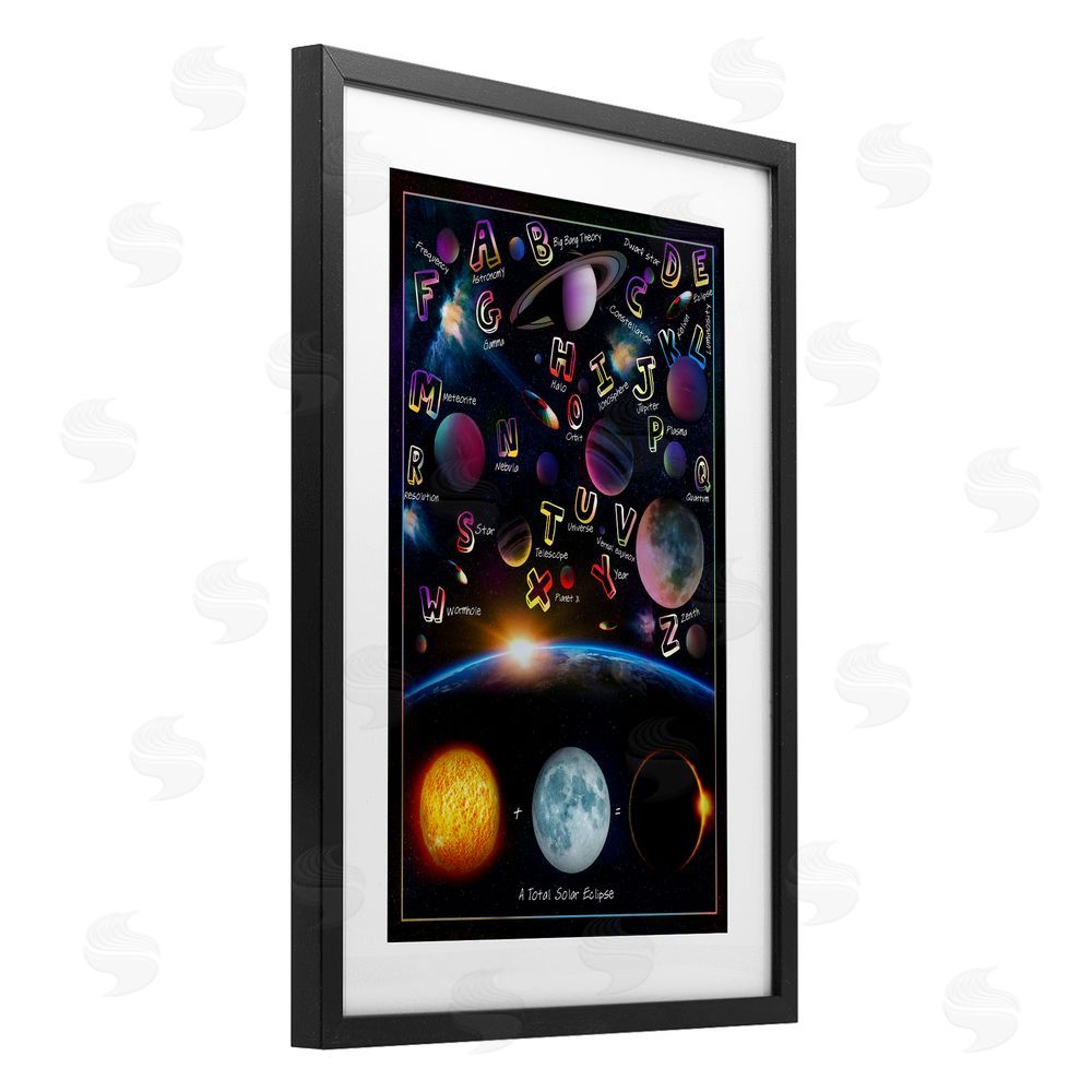 Ali Chris Educational Astronomy Alphabet Black Framed Print Under Glass Wall Art