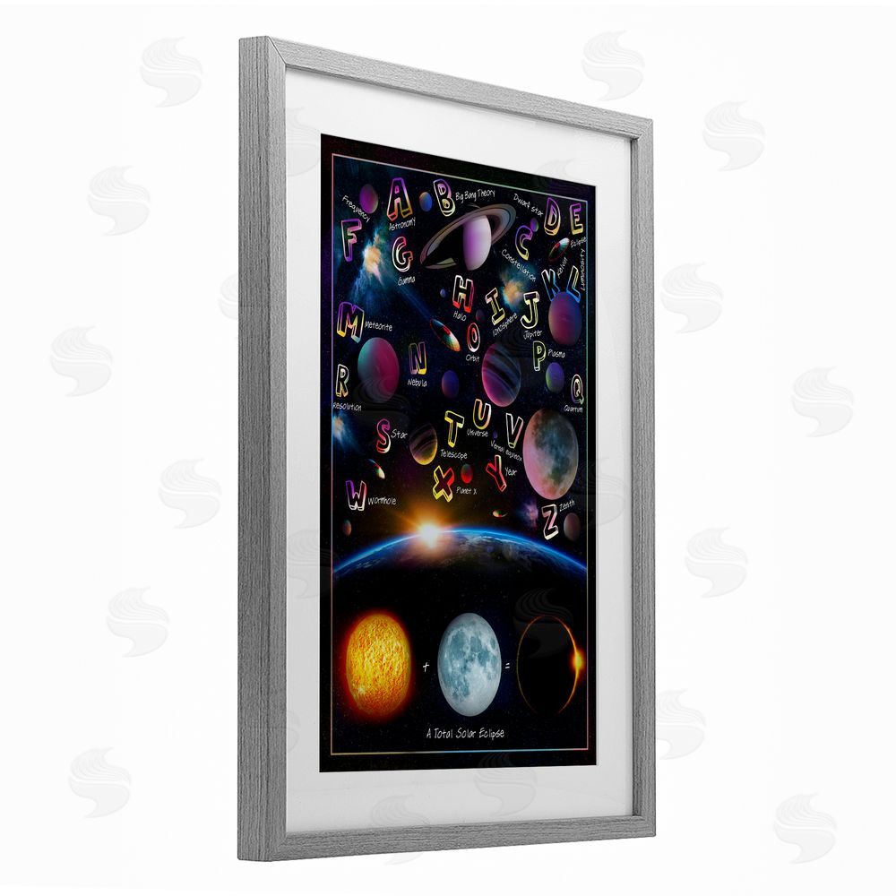 Ali Chris Educational Astronomy Alphabet Gray Framed Print Under Glass Wall Art