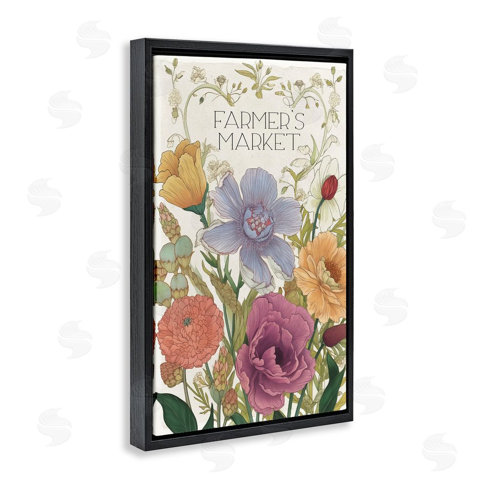 Sasha Vintage Farmer's Market Garden Black Floating Frame Canvas Wall Art Print