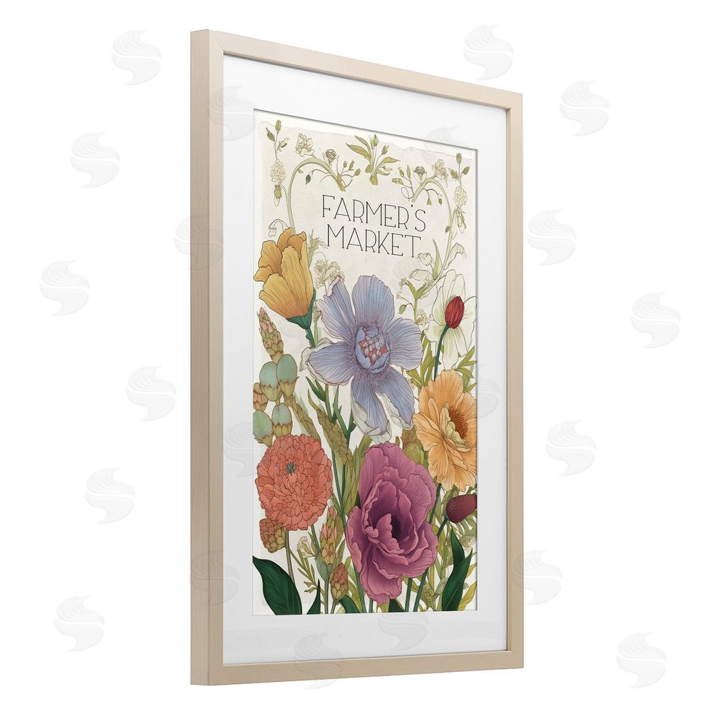 Sasha Vintage Farmer's Market Garden Brown Framed Print Under Glass Wall Art