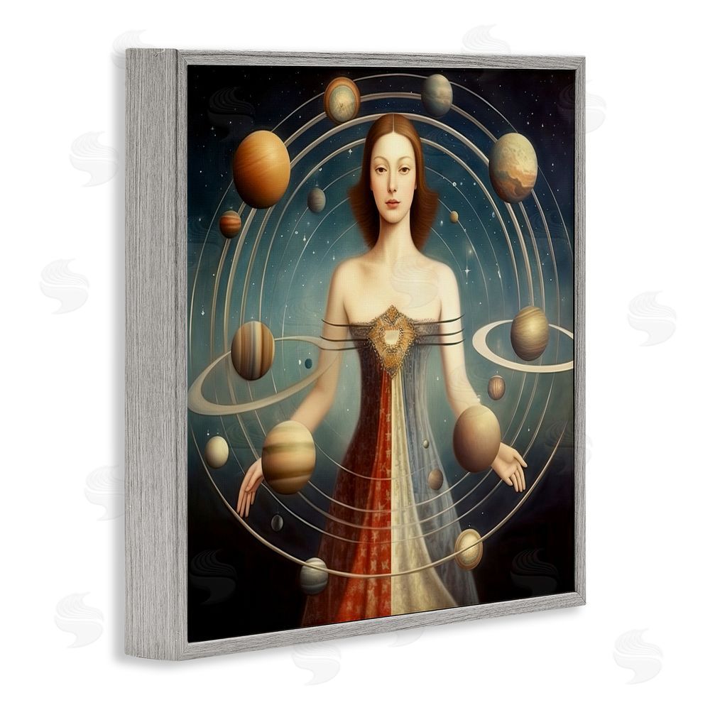 Sasha Galactic Orbits Woman Gray Framed Giclee Print Wall Art