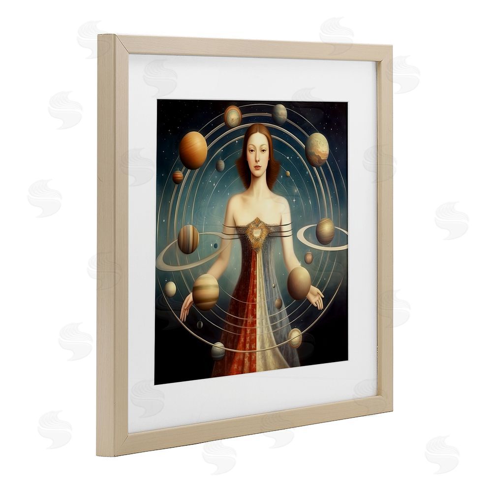 Sasha Galactic Orbits Woman Brown Framed Print Under Glass Wall Art