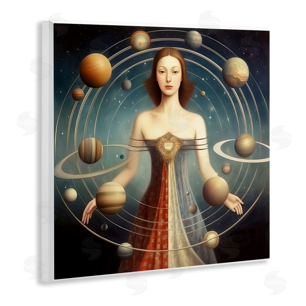 Sasha Galactic Orbits Woman Wooden Wall Plaque Art Print