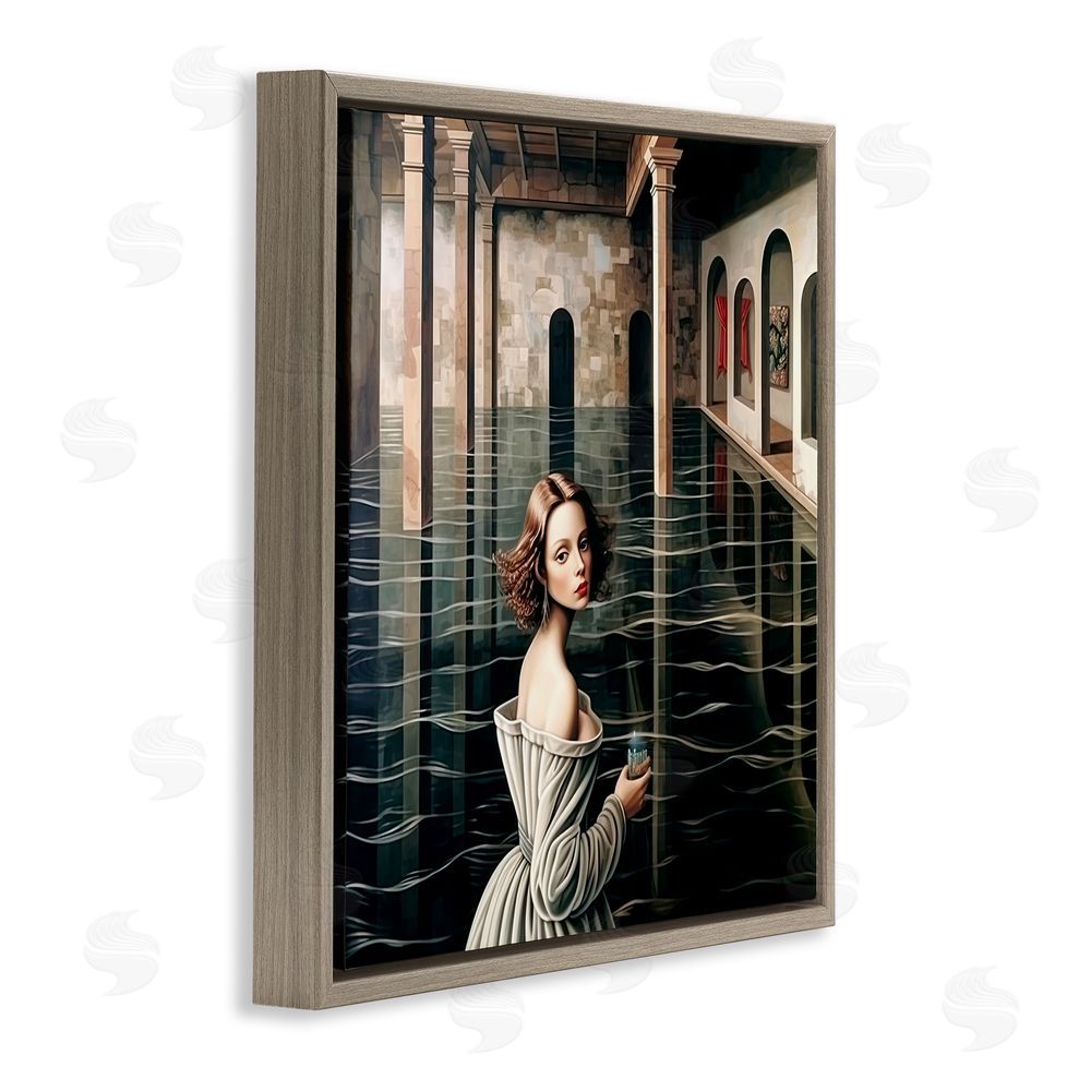 Sasha Portal Of Reflections Brown Floating Frame Canvas Wall Art Print