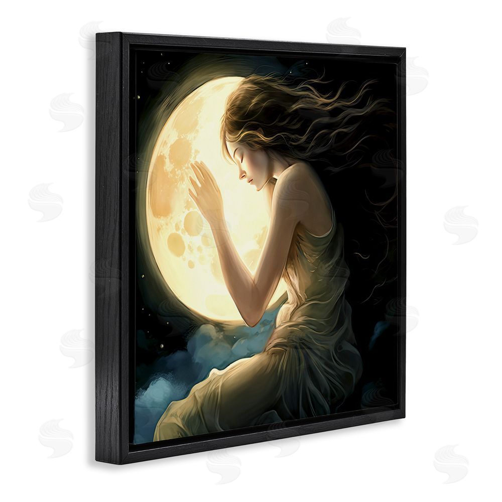 Sasha Ethereal Moon Love Black Floating Frame Canvas Wall Art Print