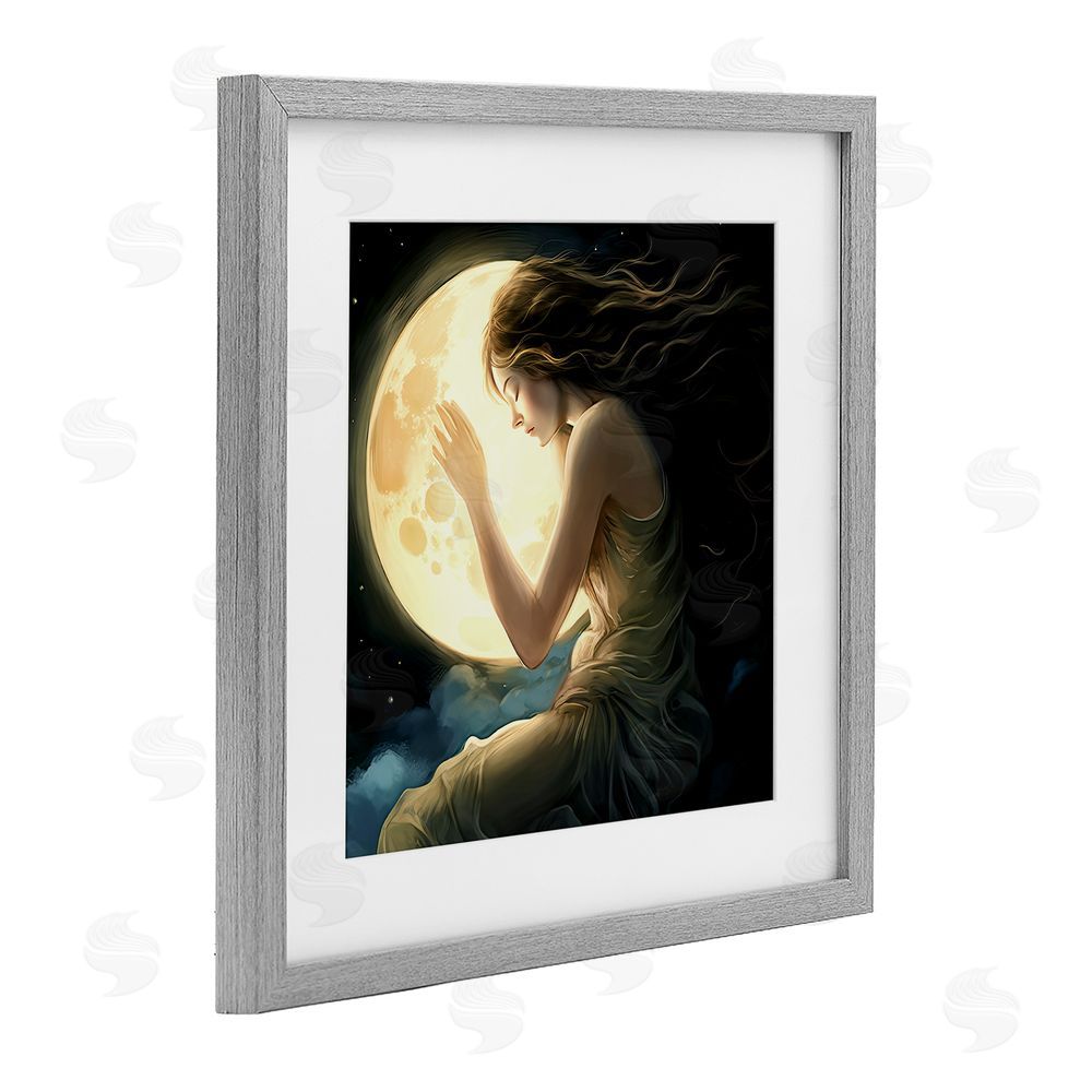 Sasha Ethereal Moon Love Gray Framed Print Under Glass Wall Art