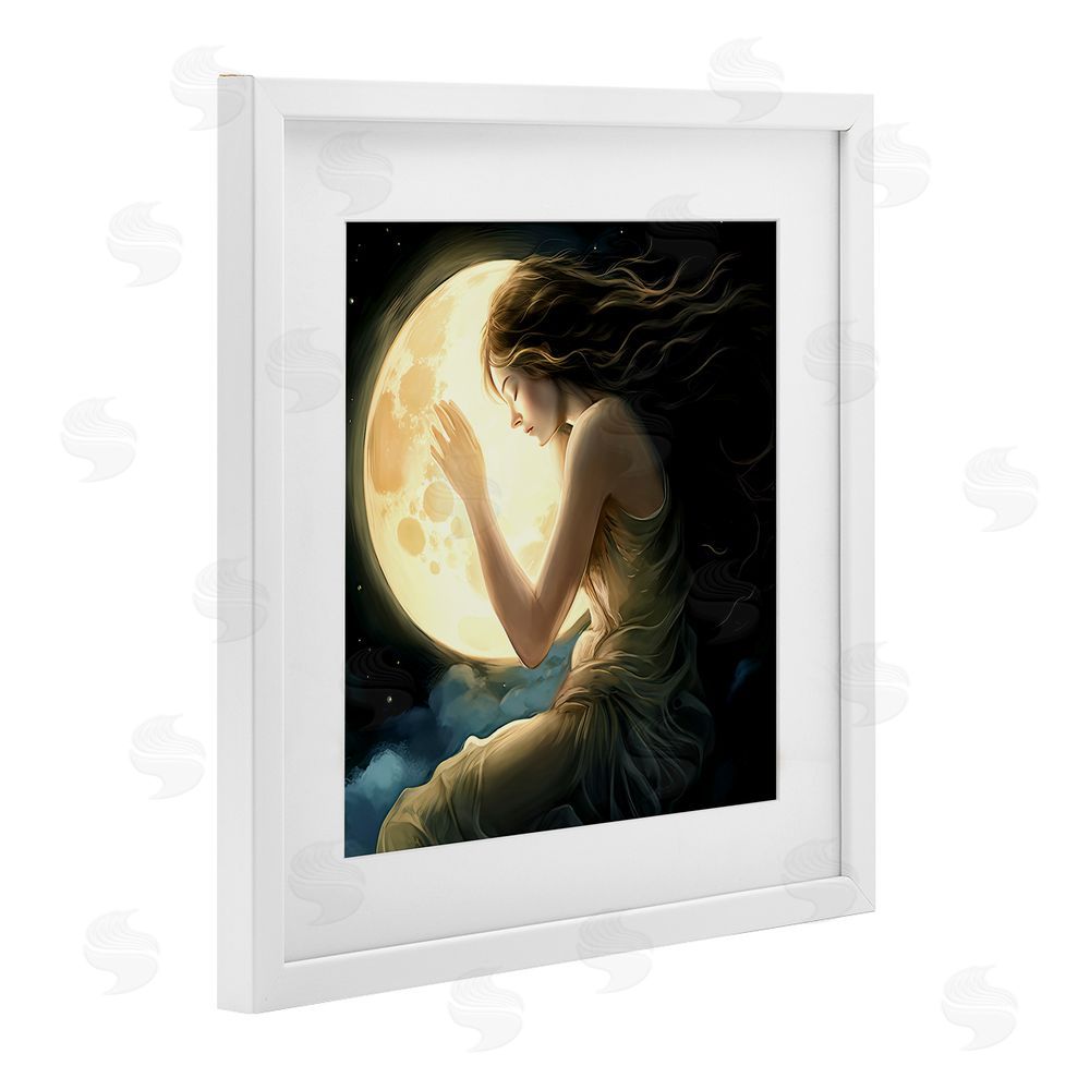 Sasha Ethereal Moon Love White Framed Print Under Glass Wall Art