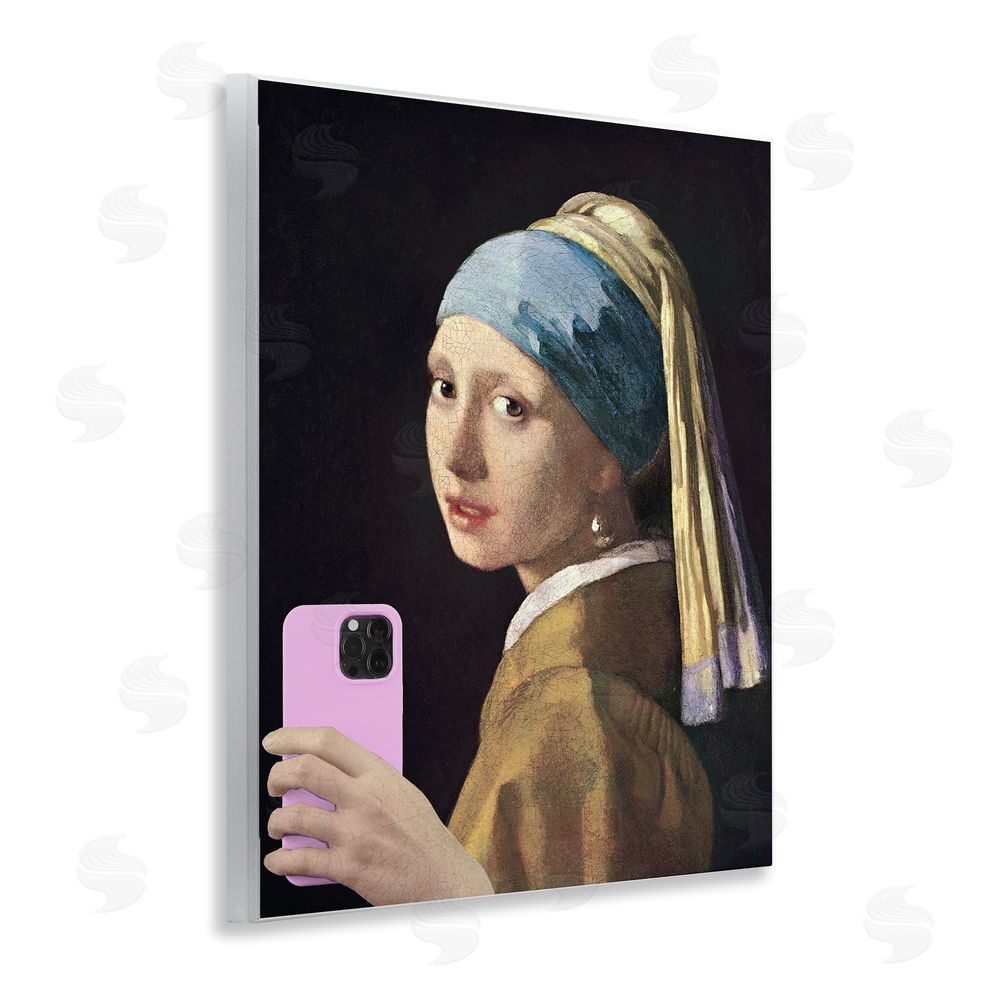Masters Redux Girl With Pink Phone Funny Wooden Wall Plaque Art Print