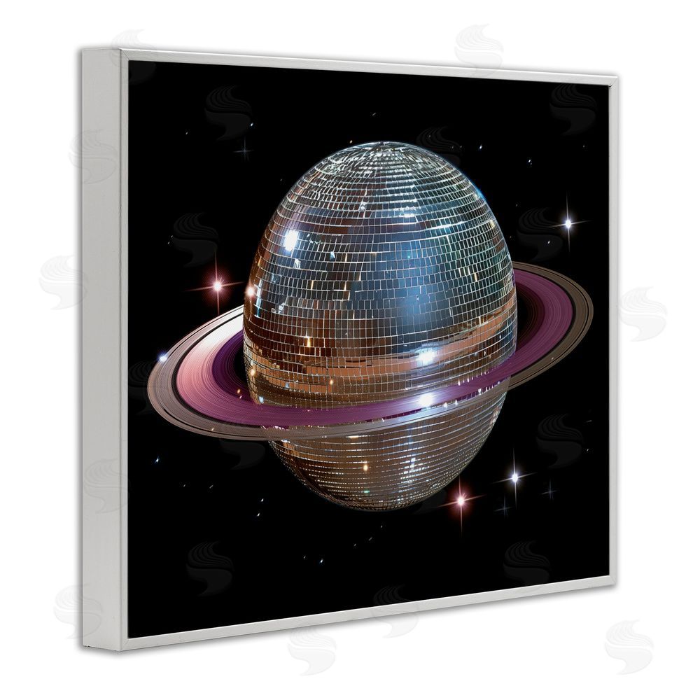 Decent Exposures Purple Disco Ball Planet White Framed Giclee Print Wall Art
