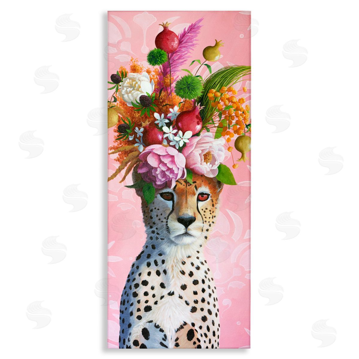 Heather Gauthier Serious Cheetah & Florals Stretched Canvas Wall Art Print