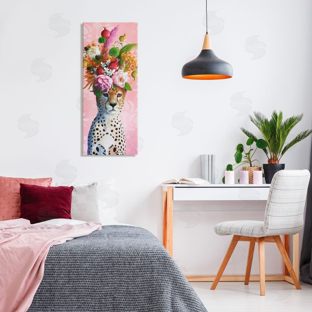 Heather Gauthier Serious Cheetah & Florals Stretched Canvas Wall Art Print in Room