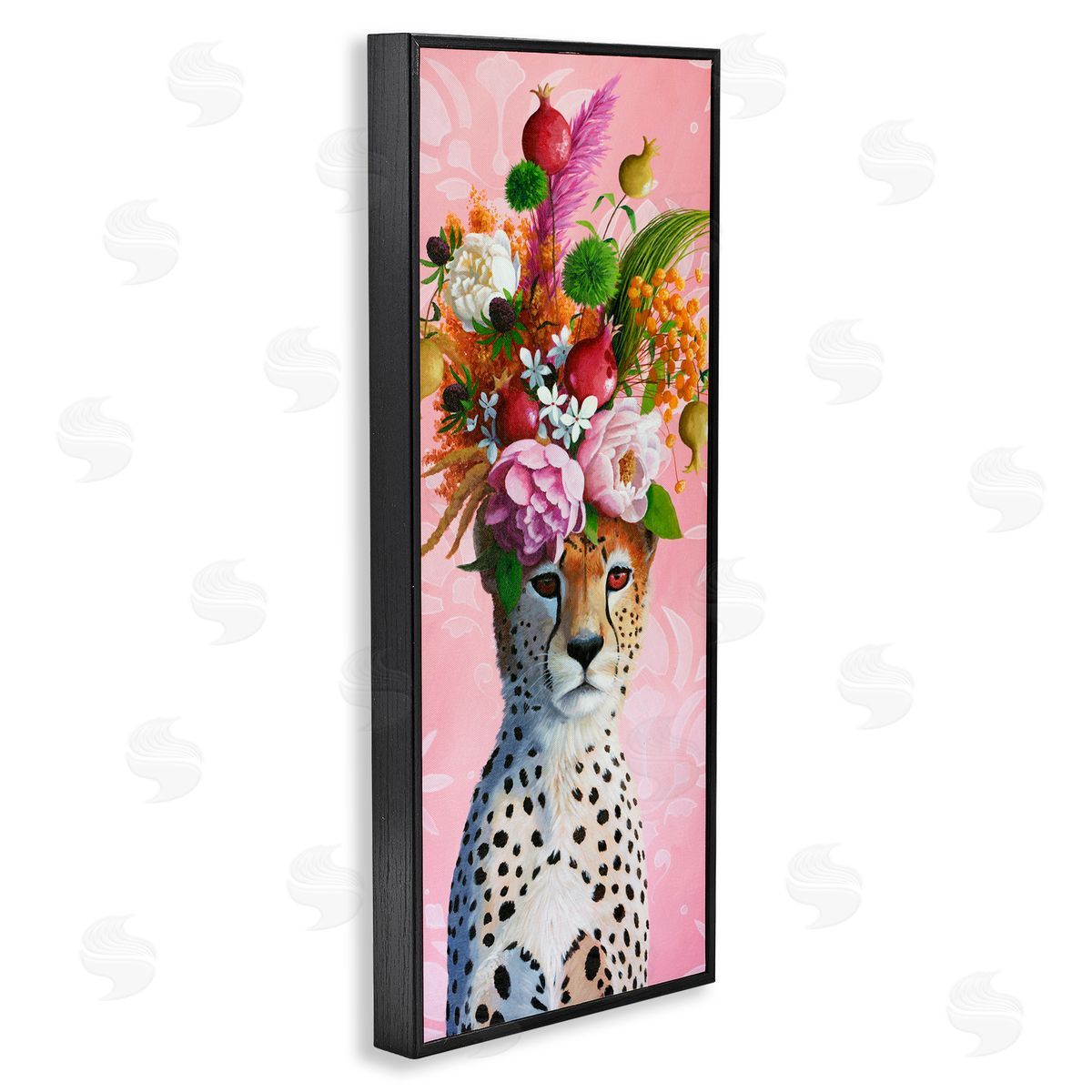 Heather Gauthier Serious Cheetah & Florals Black Framed Giclee Print Wall Art