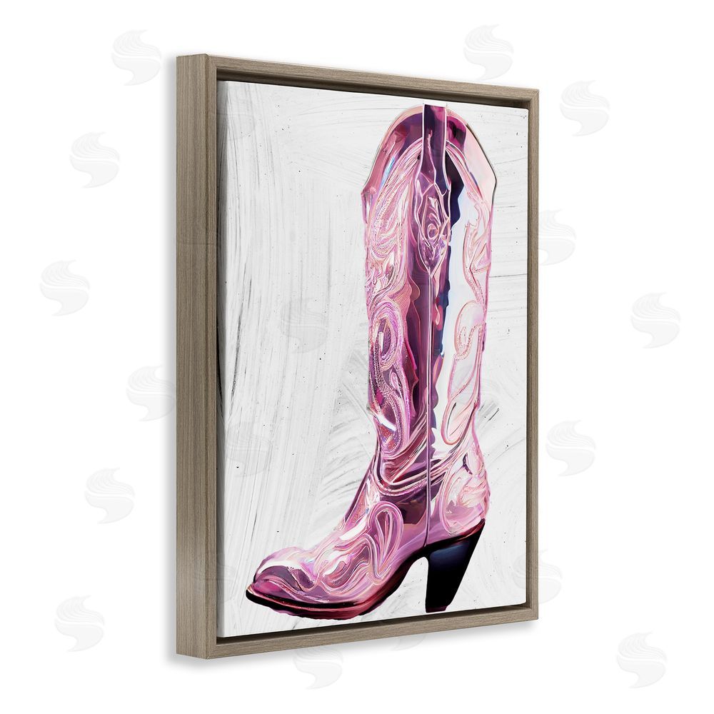 Sasha Cowgirl Cinderella's Boot Brown Floating Frame Canvas Wall Art Print