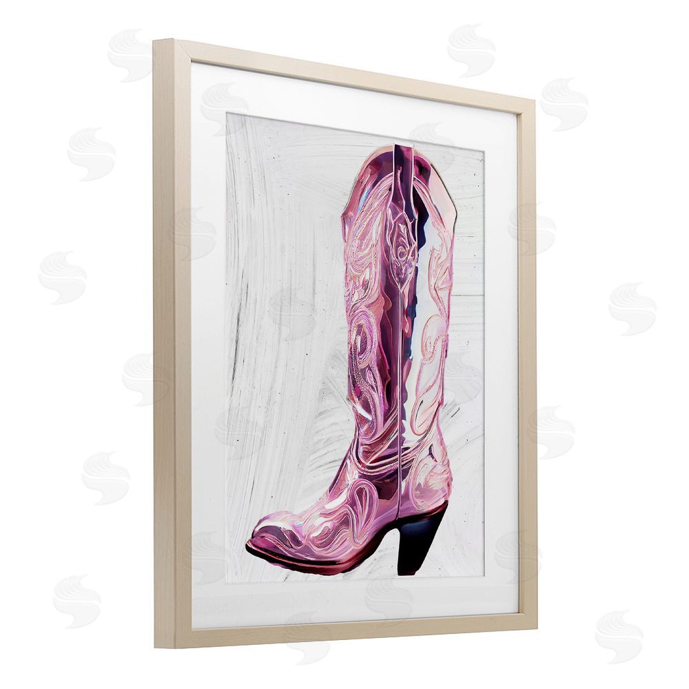 Sasha Cowgirl Cinderella's Boot Brown Framed Print Under Glass Wall Art