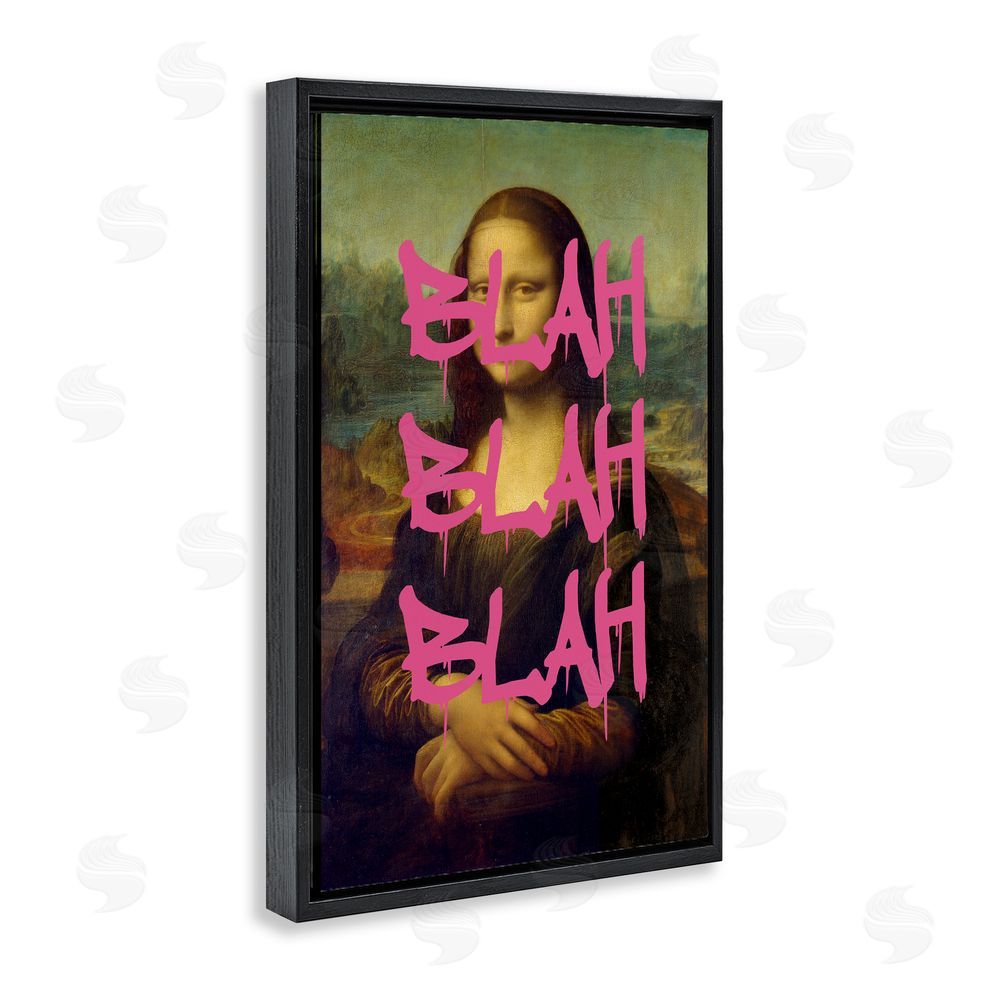 Masters Redux Graffiti Over Mona Lisa Black Floating Frame Canvas Wall Art Print