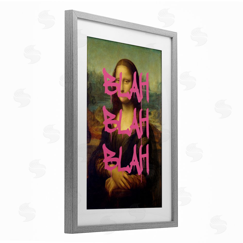 Masters Redux Graffiti Over Mona Lisa Gray Framed Print Under Glass Wall Art