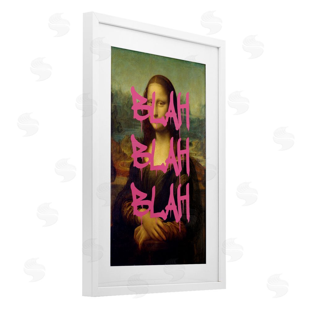 Masters Redux Graffiti Over Mona Lisa White Framed Print Under Glass Wall Art