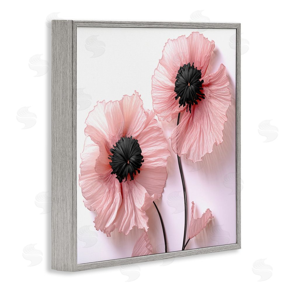 Sasha Properly Pink Poppies Gray Framed Giclee Print Wall Art