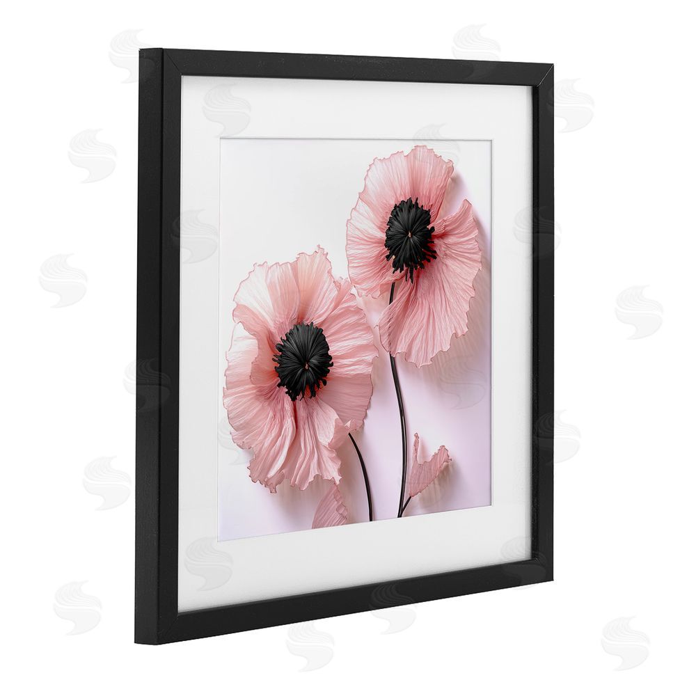 Sasha Properly Pink Poppies Black Framed Print Under Glass Wall Art