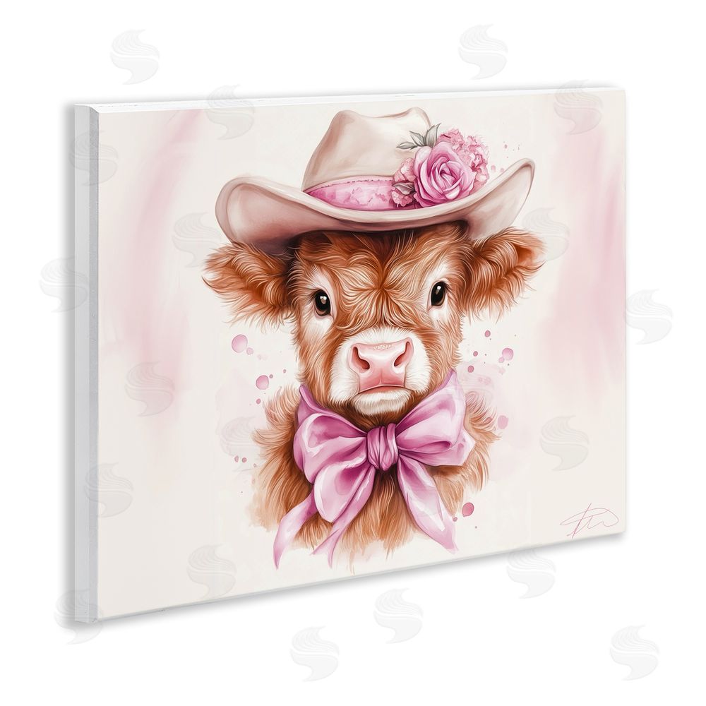 Shawna Stewart Pretty In Pink Cow Wooden Wall Plaque Art Print