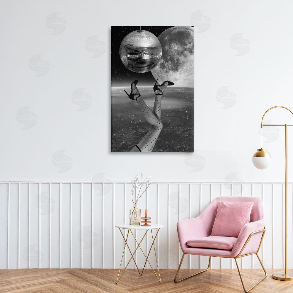 Elo Marc Hangin' Over Disco & Planet Stretched Canvas Wall Art Print in Room