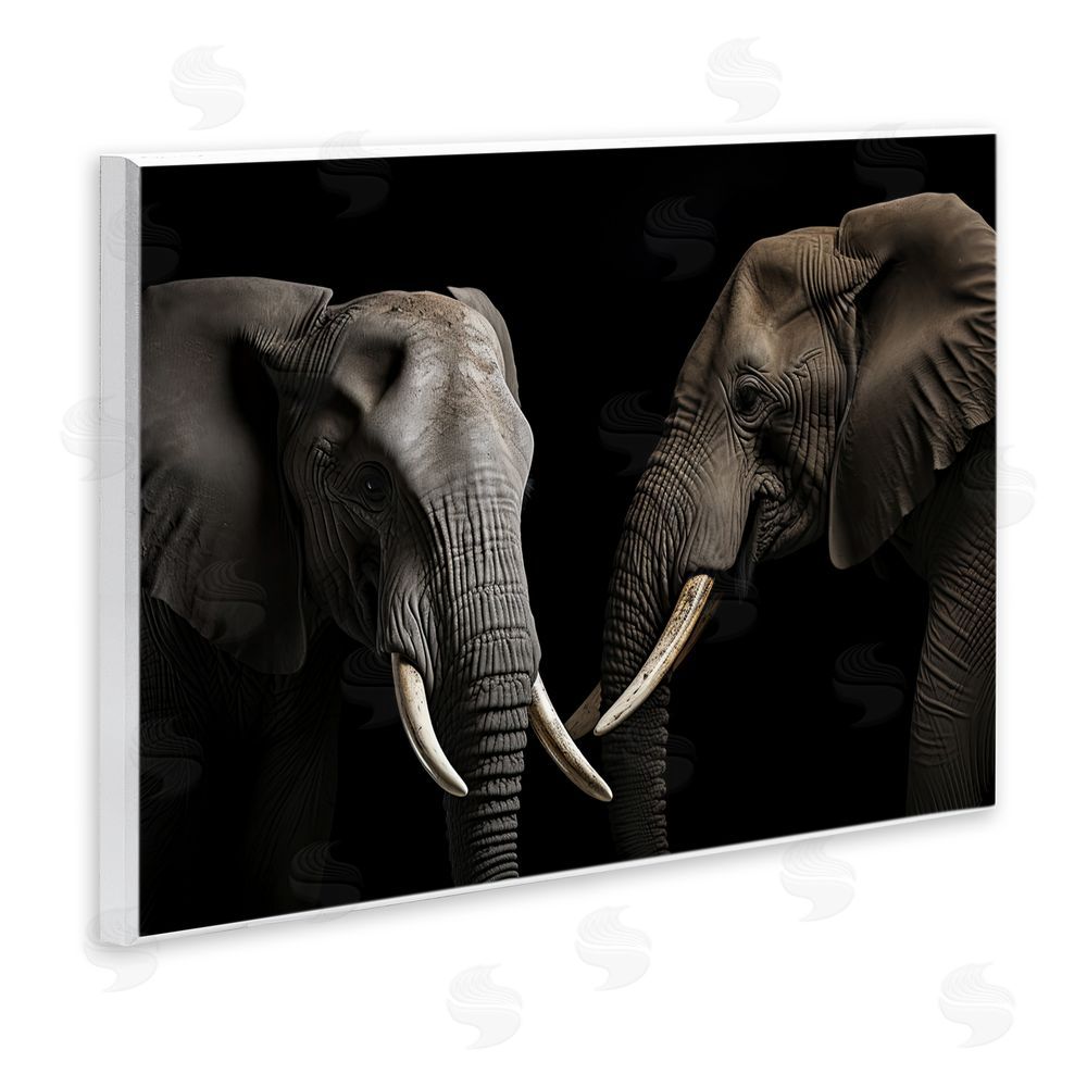 Decent Exposures Pachyderm Elephant Pair  Wooden Wall Plaque Art Print