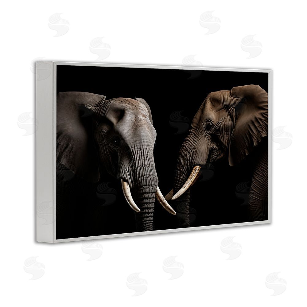Decent Exposures Pachyderm Elephant Pair  White Framed Giclee Print Wall Art