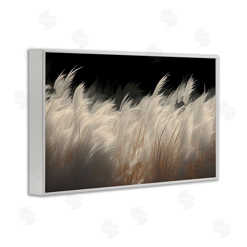 Decent Exposures White Feathers Windblown Grasses White Framed Giclee Print Wall Art