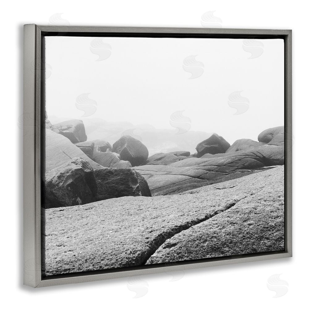 Clive Branson Rocks at Peggy's Cove Gray Floating Frame Canvas Wall Art Print