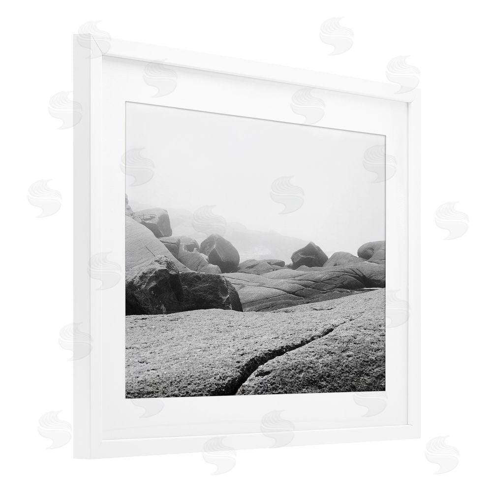 Clive Branson Rocks at Peggy's Cove White Framed Print Under Glass Wall Art