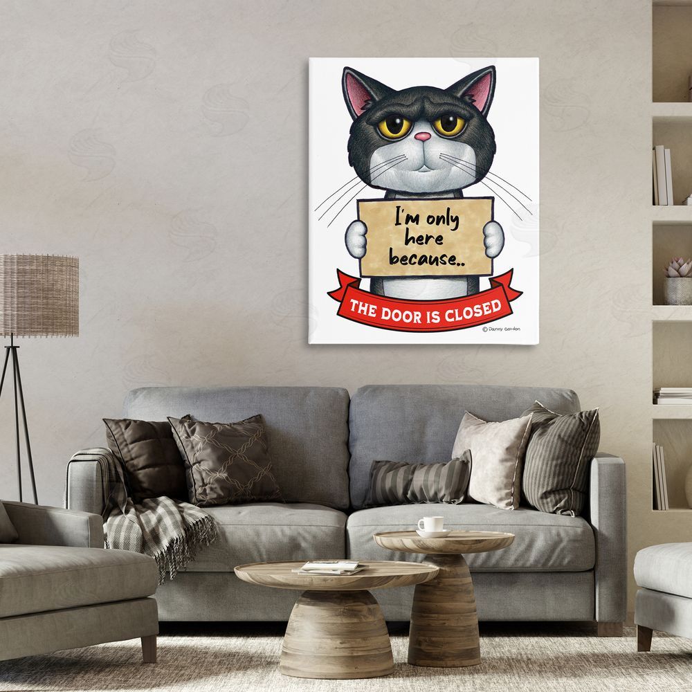 Danny Gordon Art Here Because Door Is Closed Stretched Canvas Wall Art Print in Room