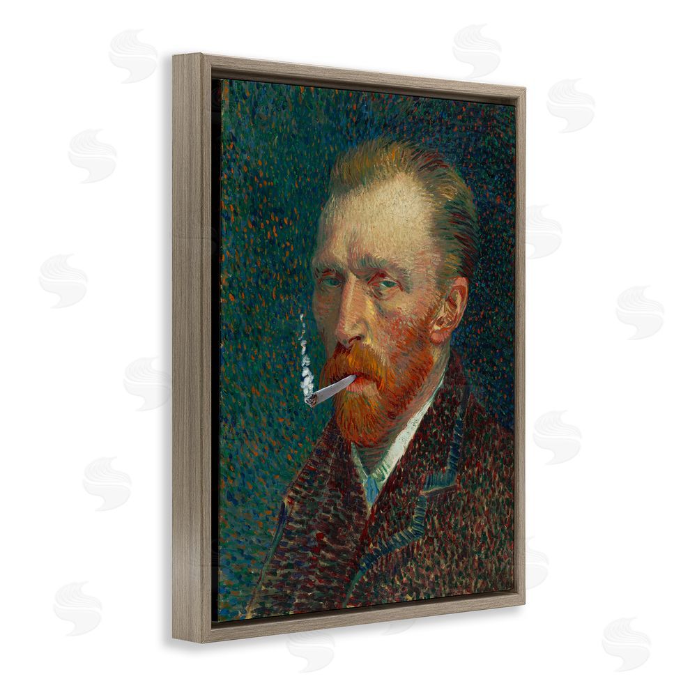 Masters Redux Van Gogh Portrait with Smoke Brown Floating Frame Canvas Wall Art Print
