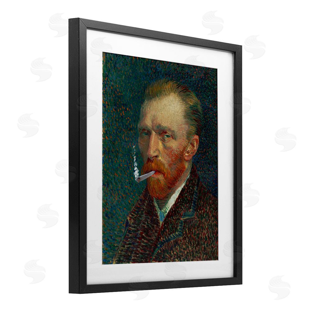 Masters Redux Van Gogh Portrait with Smoke Black Framed Print Under Glass Wall Art