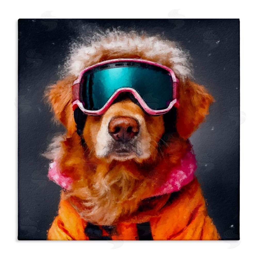Sean Parnell Ski Dog with Goggles Stretched Canvas Wall Art Print