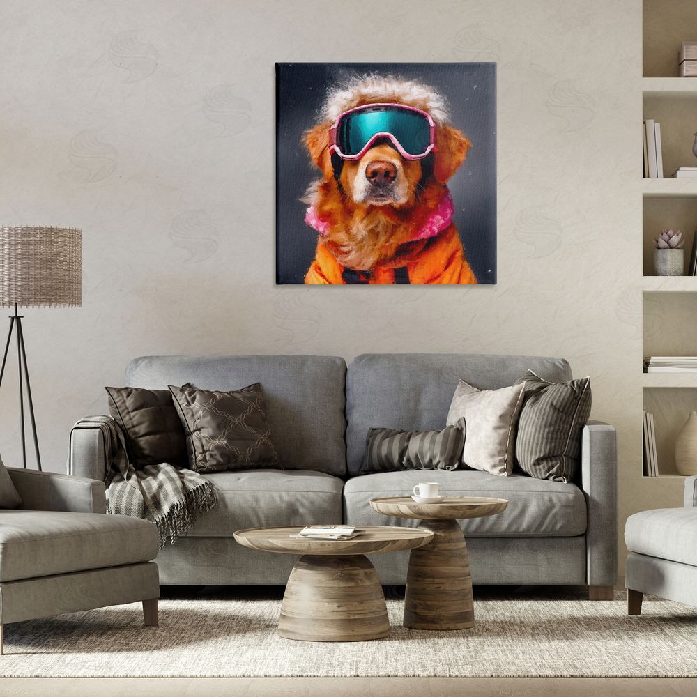 Sean Parnell Ski Dog with Goggles Stretched Canvas Wall Art Print in Room
