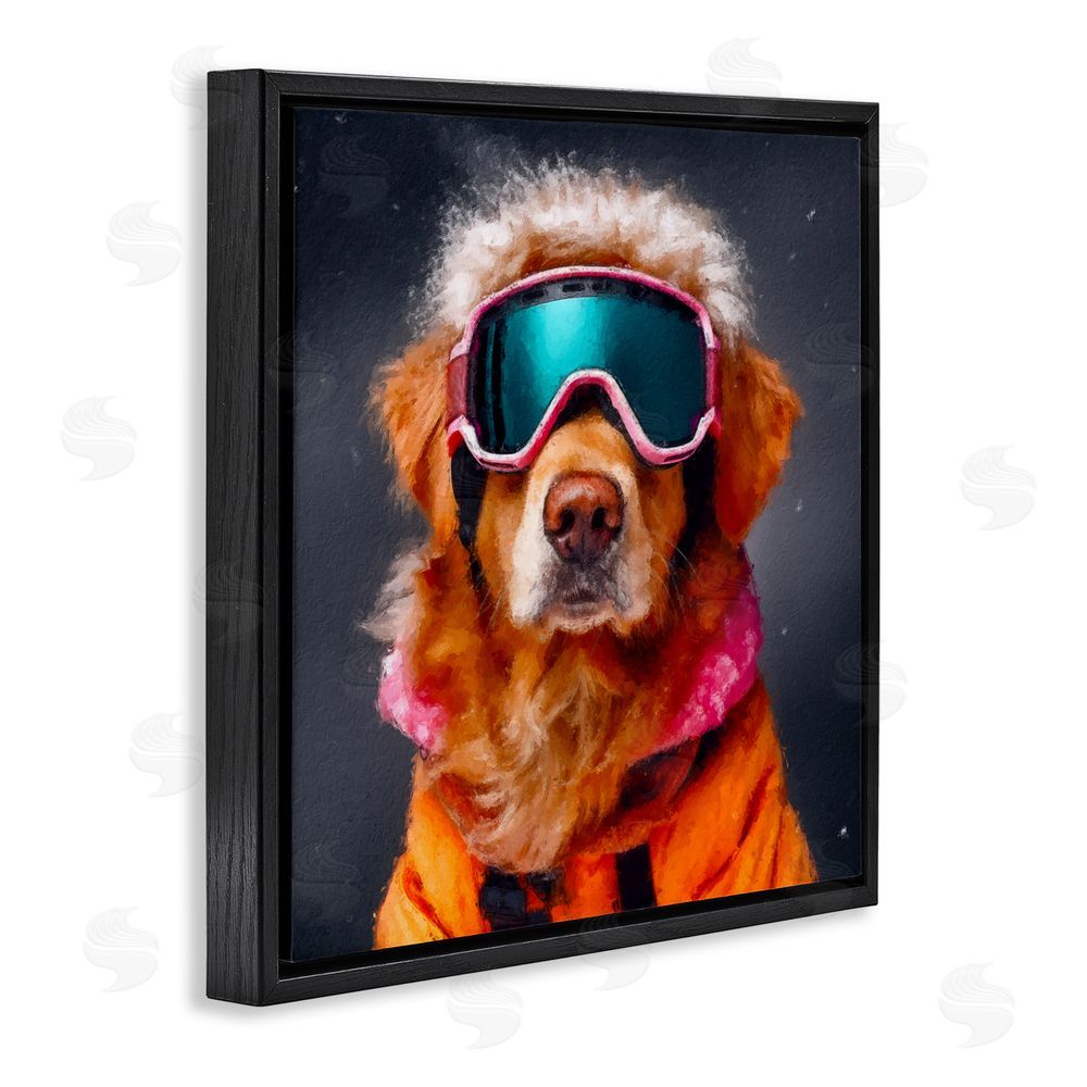 Sean Parnell Ski Dog with Goggles Black Floating Frame Canvas Wall Art Print
