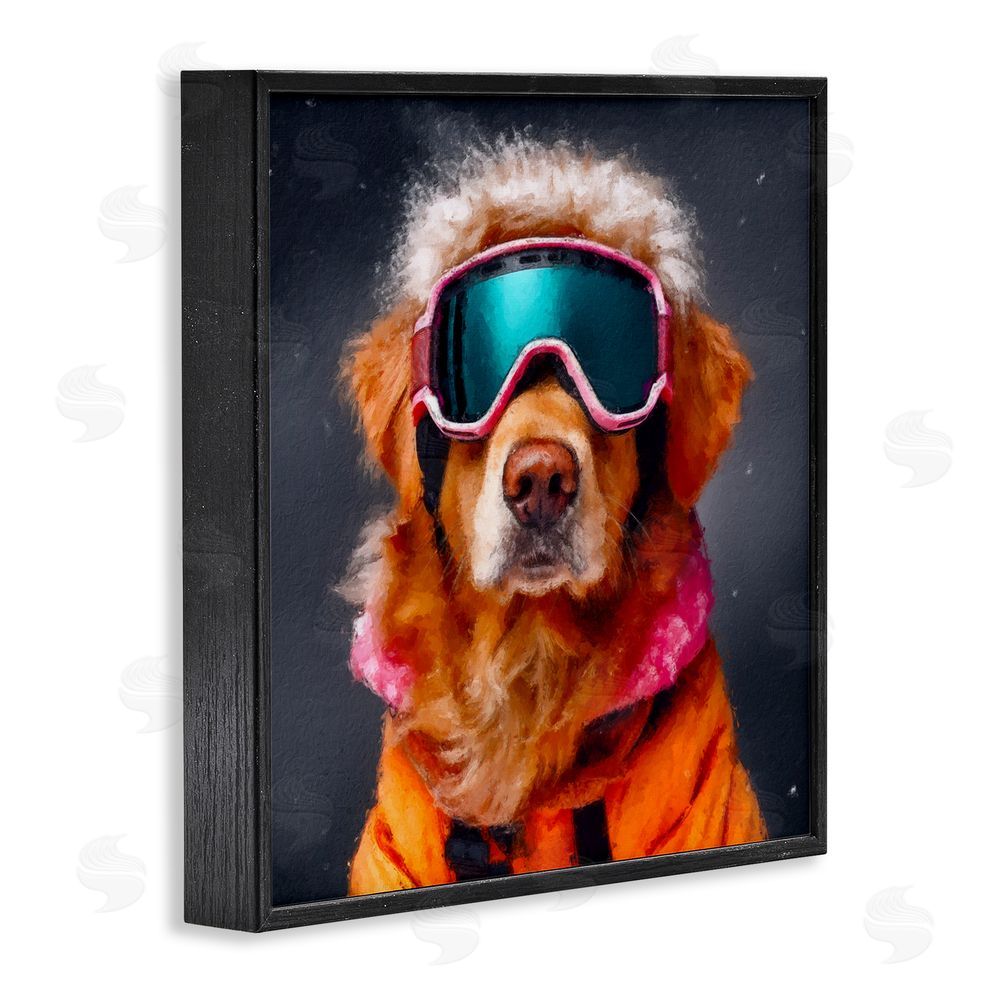 Sean Parnell Ski Dog with Goggles Black Framed Giclee Print Wall Art