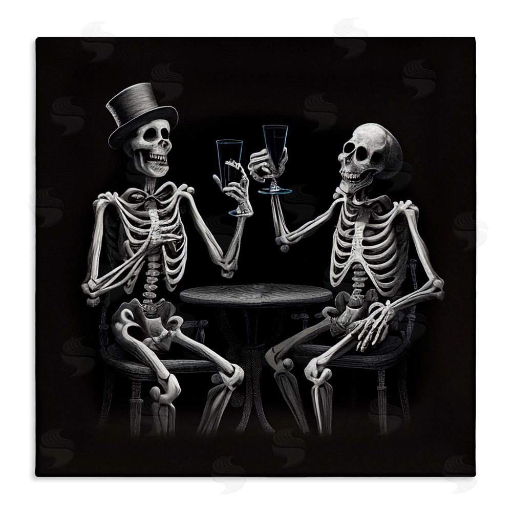 Sasha Spooky Skeletons Cheers Canvas Wall Art Print