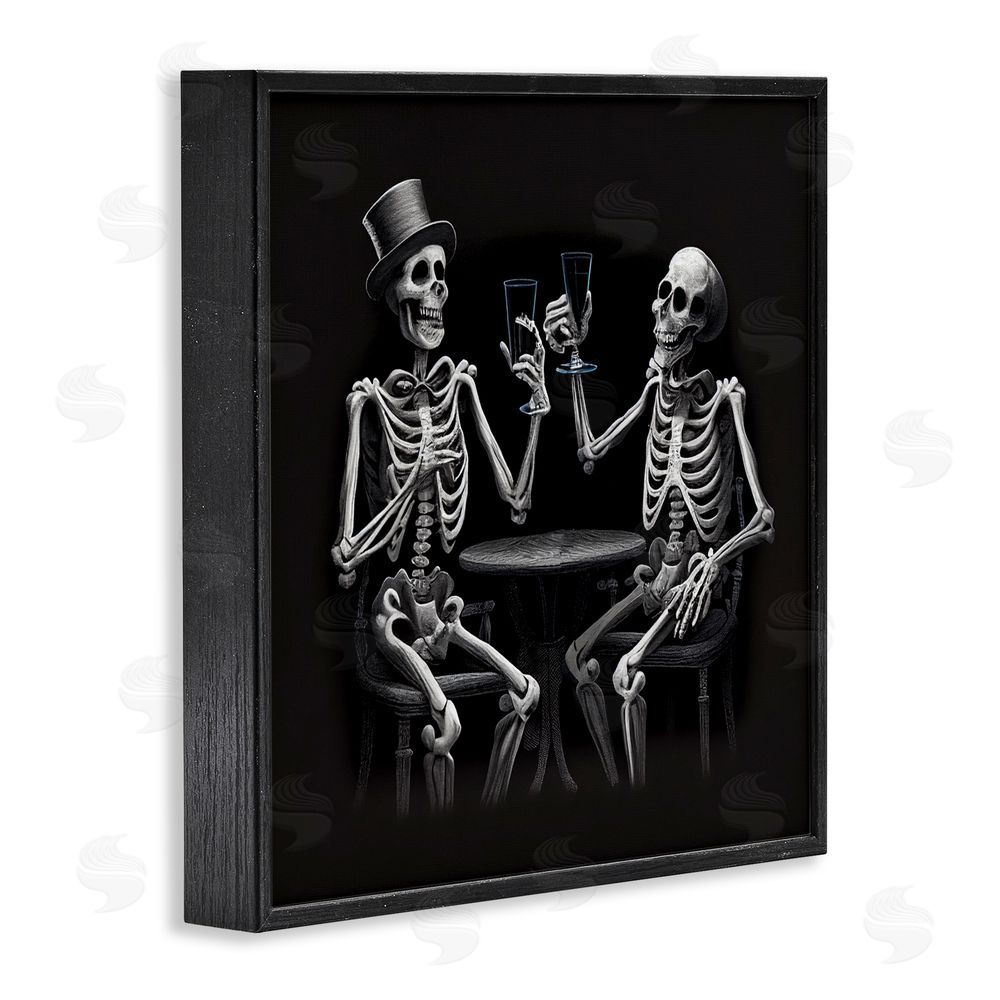 Sasha Spooky Skeletons Cheers Black Framed Giclee Art Print