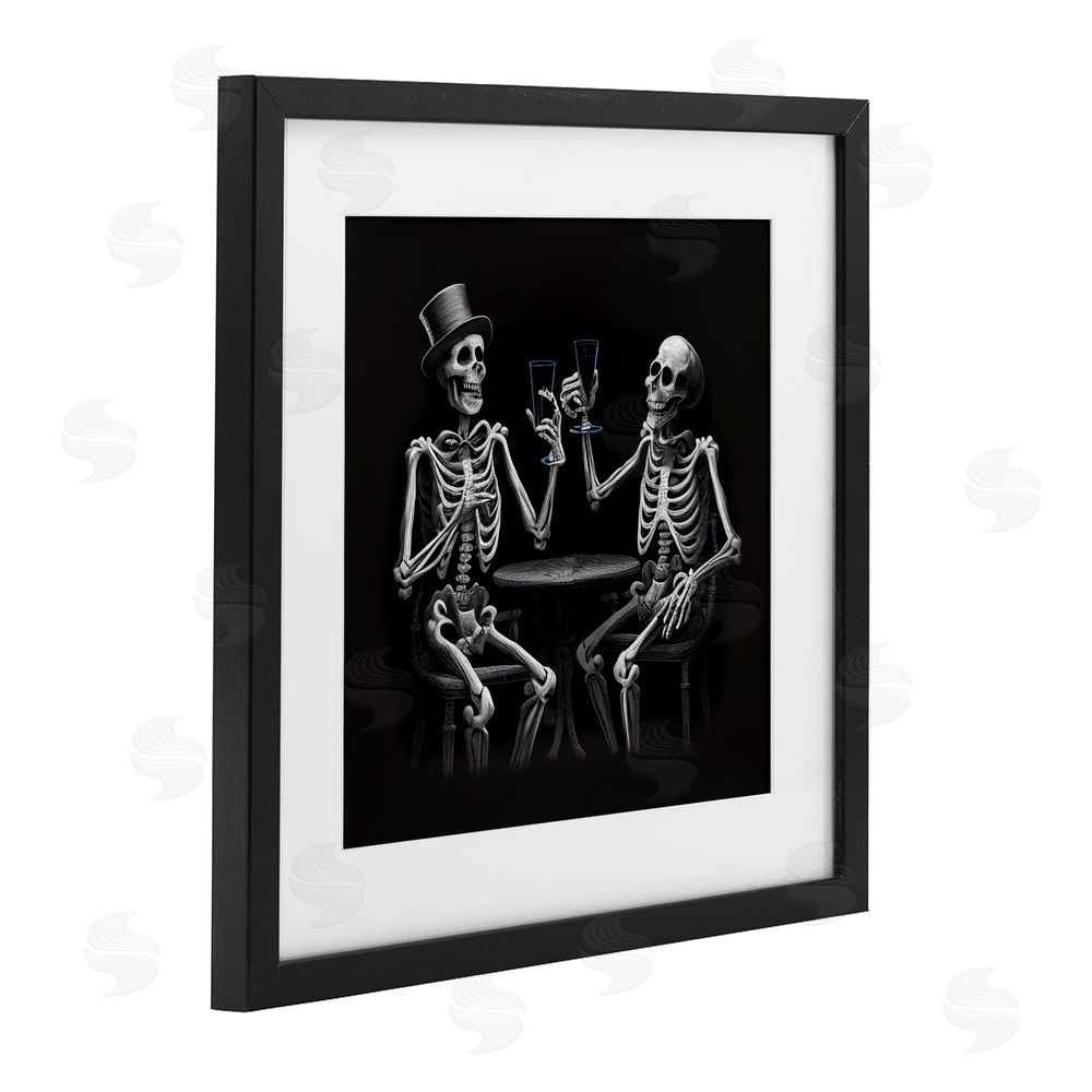 Sasha Spooky Skeletons Cheers Black Framed Print Under Glass Art