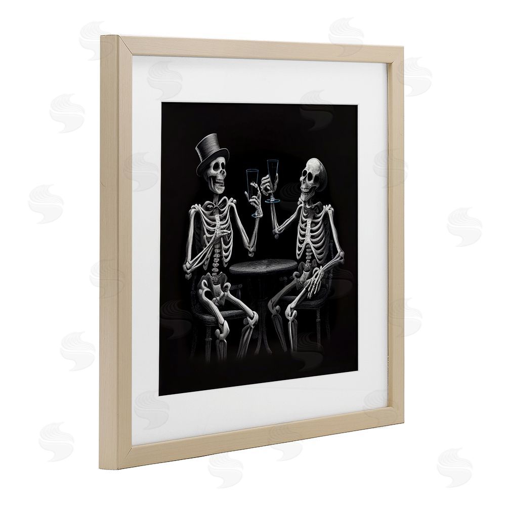 Sasha Spooky Skeletons Cheers Birch Framed Print Under Glass Art