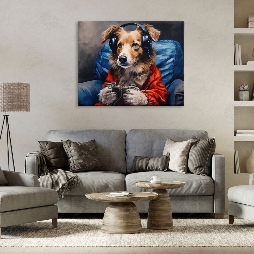 Shawna Stewart Game Master Dog Stretched Canvas Wall Art Print in Room