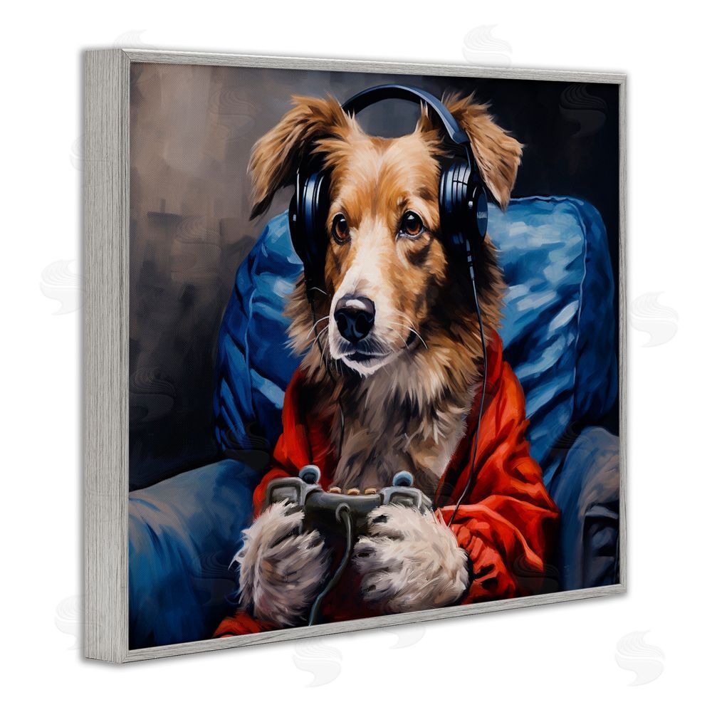 Shawna Stewart Game Master Dog Gray Framed Giclee Print Wall Art