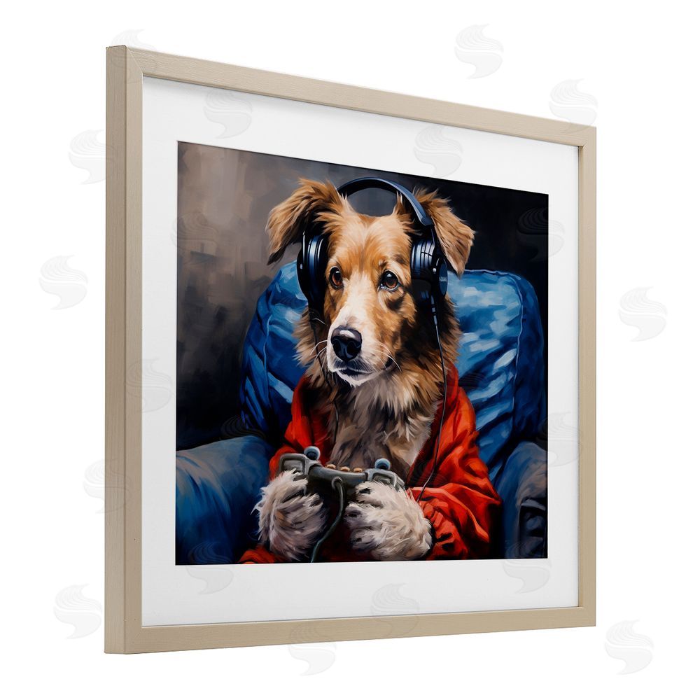 Shawna Stewart Game Master Dog Brown Framed Print Under Glass Wall Art